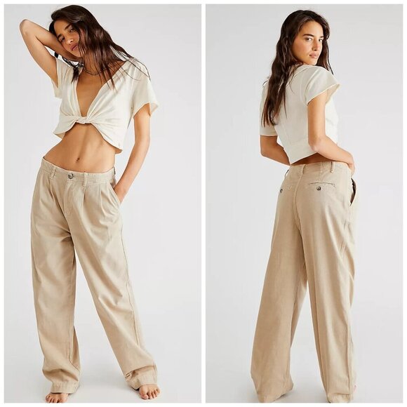 Free People High Waist Abby Chino Pants Size 4 - Picture 4 of 8